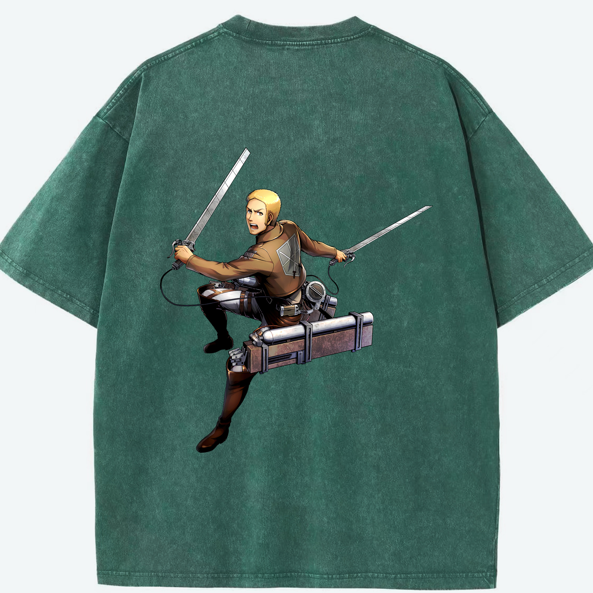 （画像用） 進撃の巨人 ライナー・ブラウン Attack on Titan Reiner Braun 綿100% ヴィンテージ風 半袖Tシャツ（背面プリント）